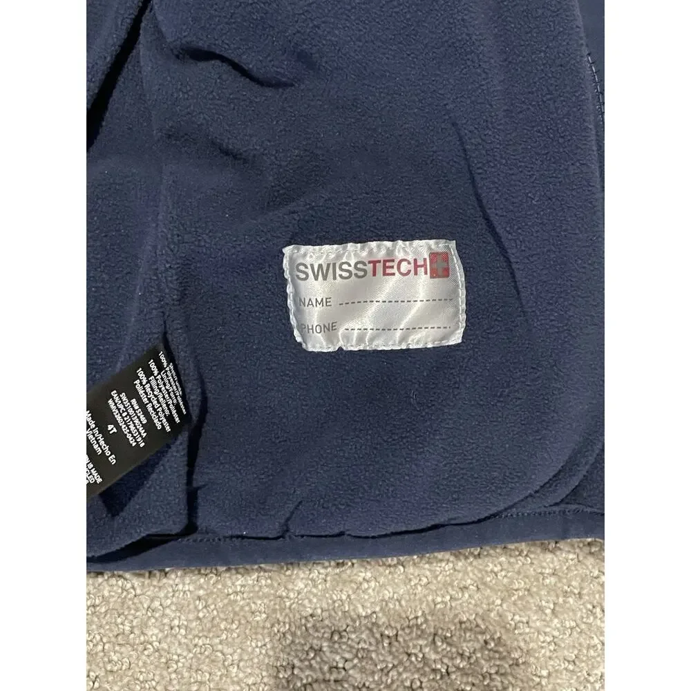 Swiss Tech Puffer Jacket Hooded Fleece Lined Colorblock Mid-weight Sz: 4Y